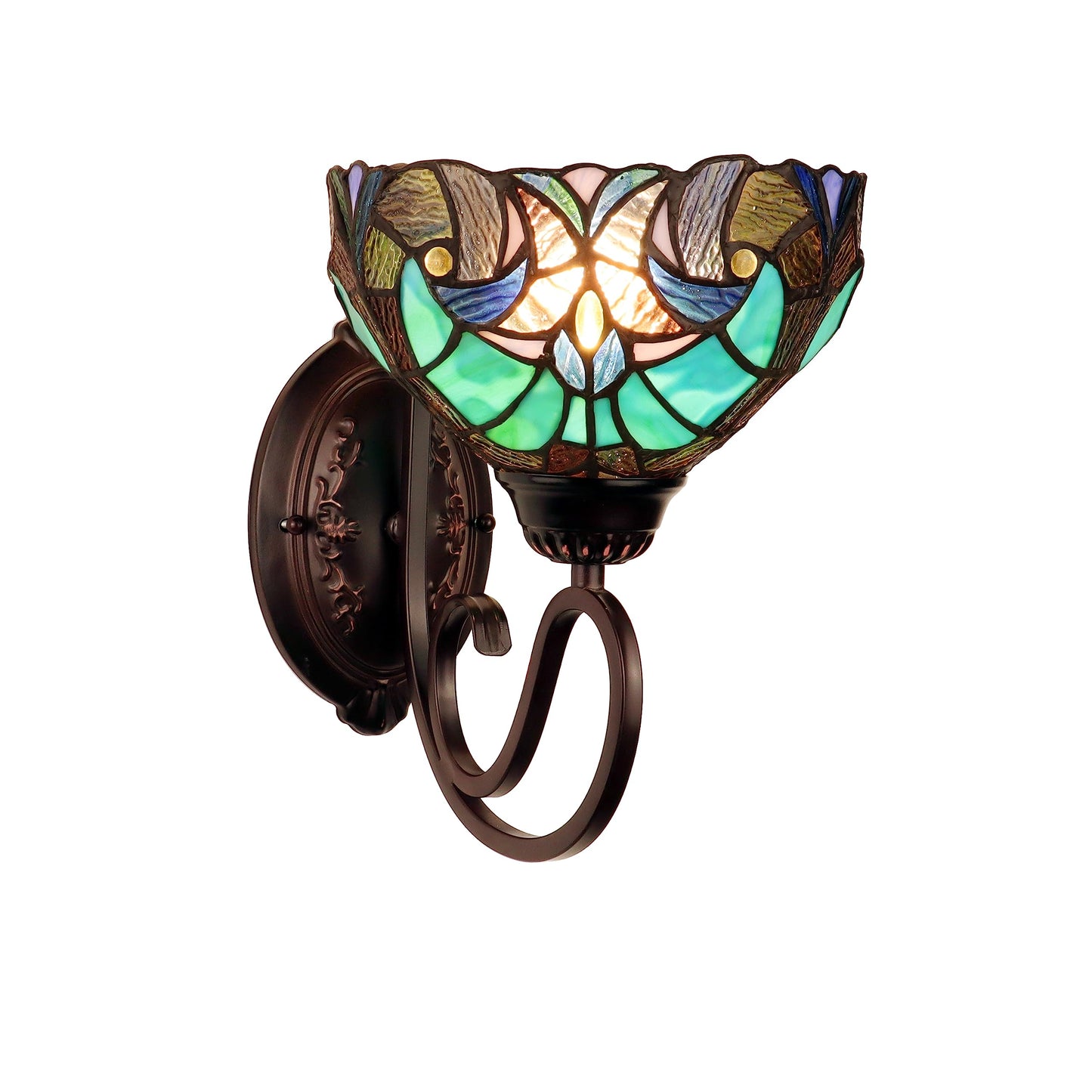 Chloe Lighting Liaison Victorian-Style 1-Light Antique Dark Bronze Finish Wall Sconce 8" Shade