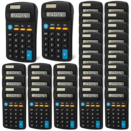 Dyrfolm 24 Pack Pocket Calculator - Mini, Solar Battery Dual Power Desktop Calculators, 8 Digit Display Basic Calculator for Students, Kids, Home