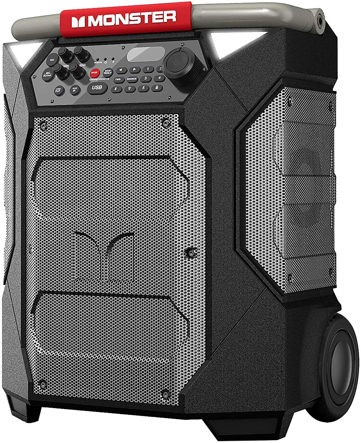 Monster Rockin' Roller 270 Portable Indoor/Outdoor Wireless Speaker, 200 Watts, Up to 100 Hours Playtime, IPX4 Water Resistant, Qi Charger, Connect