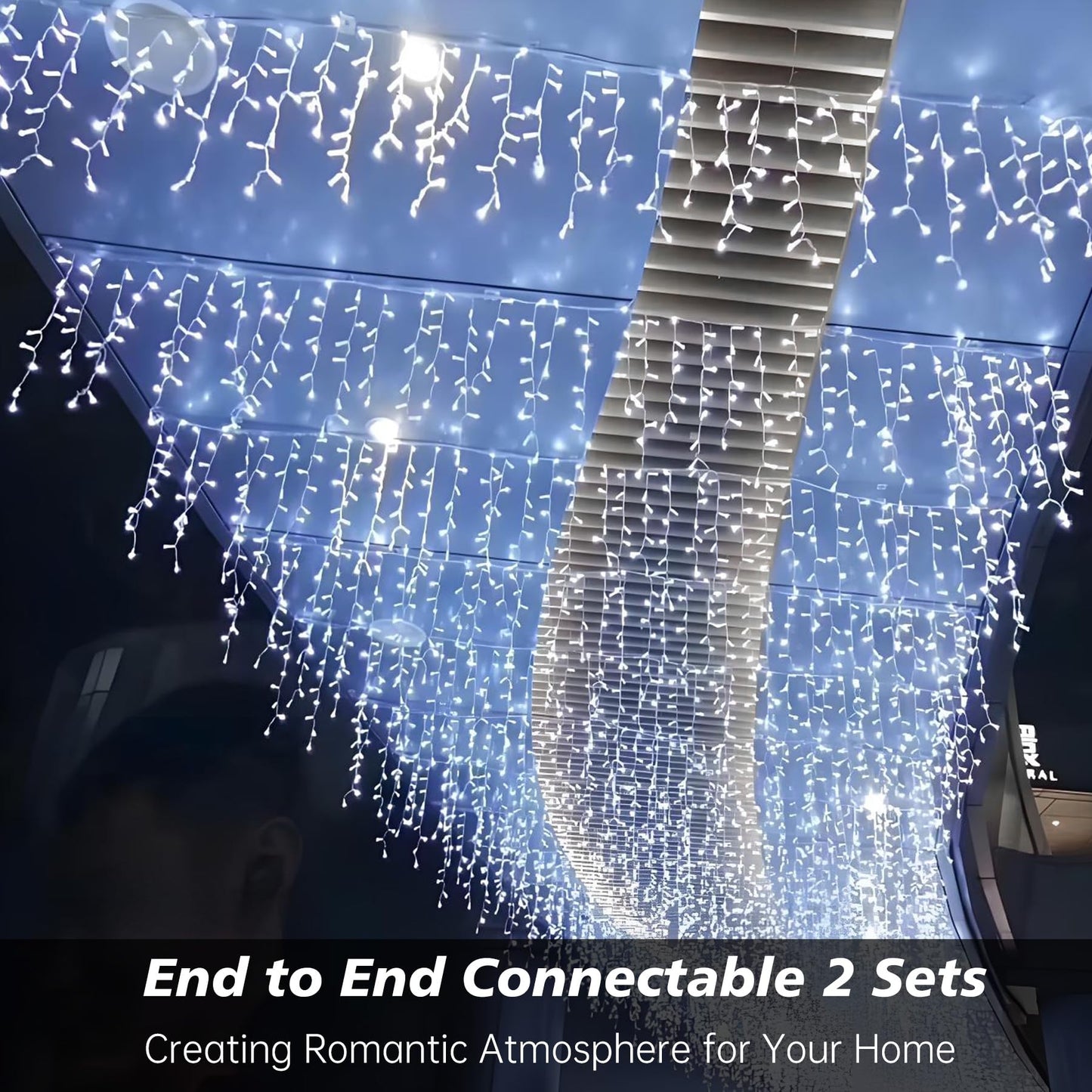TOPPORTED Icicle Christmas Lights Outdoor,520 LED 49.2FT 8 Modes with 80 Drops Cool White Icicle Lights,Remote Control Outdoor Indoor Fairy String
