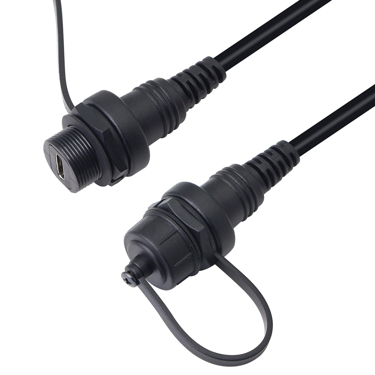 GELRHONR 30cm USB Type C 2.0 Male to Female Car Flush Mount Dash Waterproof Extension Cable for Car, Motorcycle,Truck Dashboard-Black (USB C)