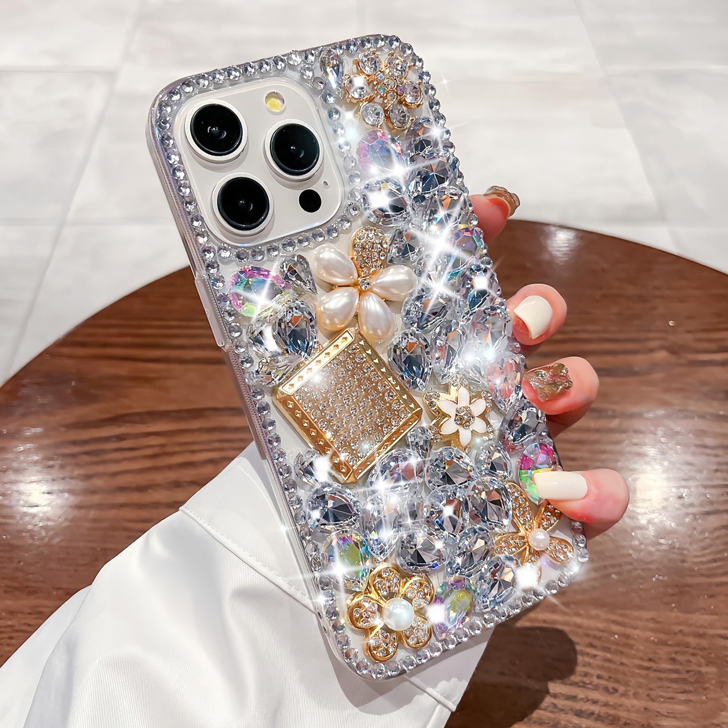 MOSEZA Compatible with iPhone 17 Pro Case Luxury Cute Bling Design Rhinestone Diamond Glitter Sparkle Girly Protective Phone Cover Case for Women Girl