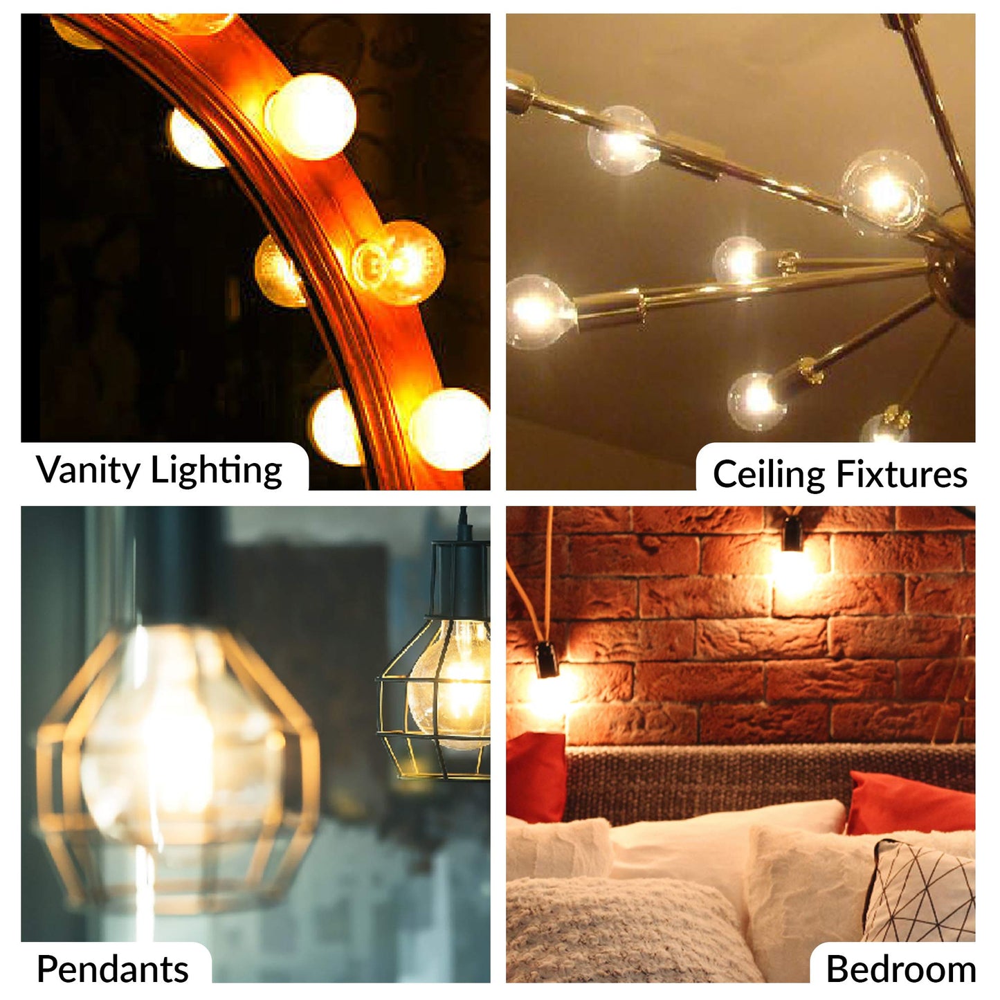 Simba Lighting LED Edison Vintage Filament G25 4W 120V E26, 2700K, 6 Pack