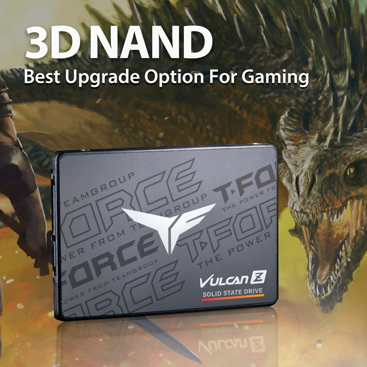 TEAMGROUP T-Force Vulcan Z 256GB SLC Cache 3D NAND TLC 2.5 Inch SATA III Internal Solid State Drive SSD (R/W Speed up to 520/450 MB/s) T253TZ256G0C101