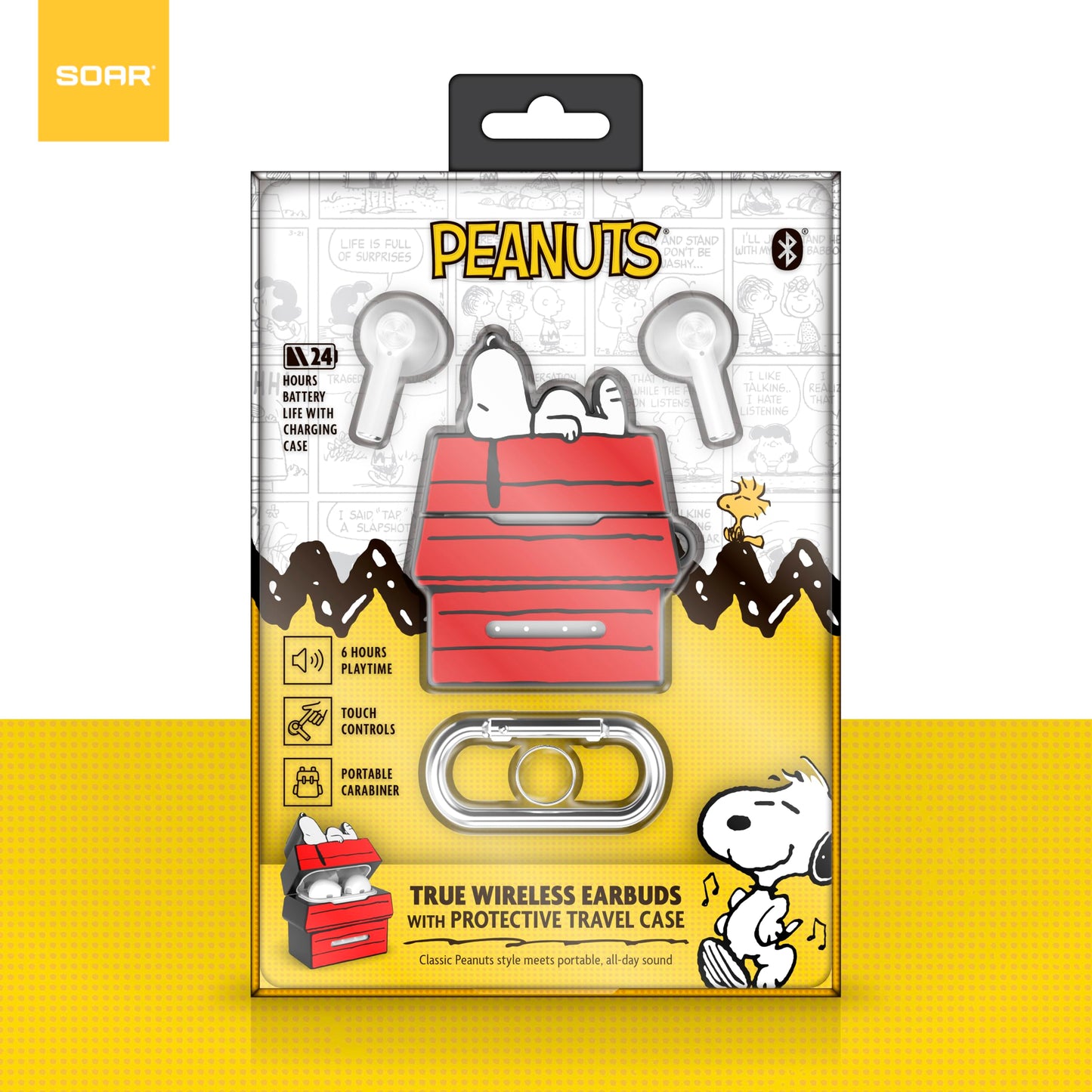 SOAR Peanuts True Wireless Earbuds with Protective Case Red Dog House