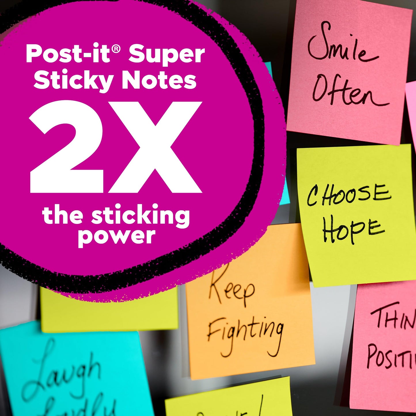 Post-it Super Sticky Notes, 3 x 3 in, Assorted Brights, 15 Pads