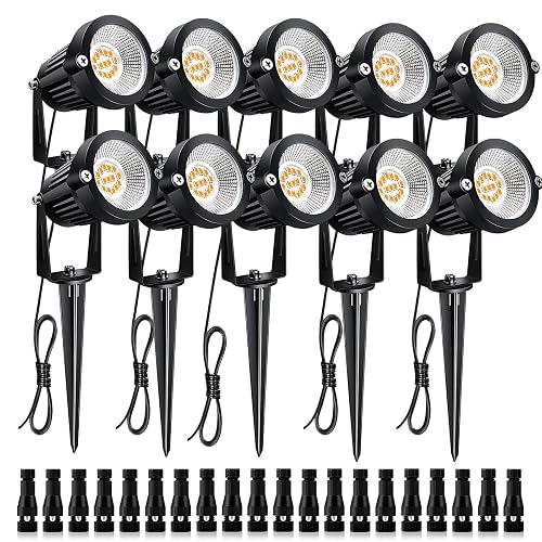 Mutois Landscape Lighting, Outdoor LED Low Voltage Landscape Lights 7W 900LM Waterproof 12V Garden Lights Flag Landscape Spotlights with Spike Stand