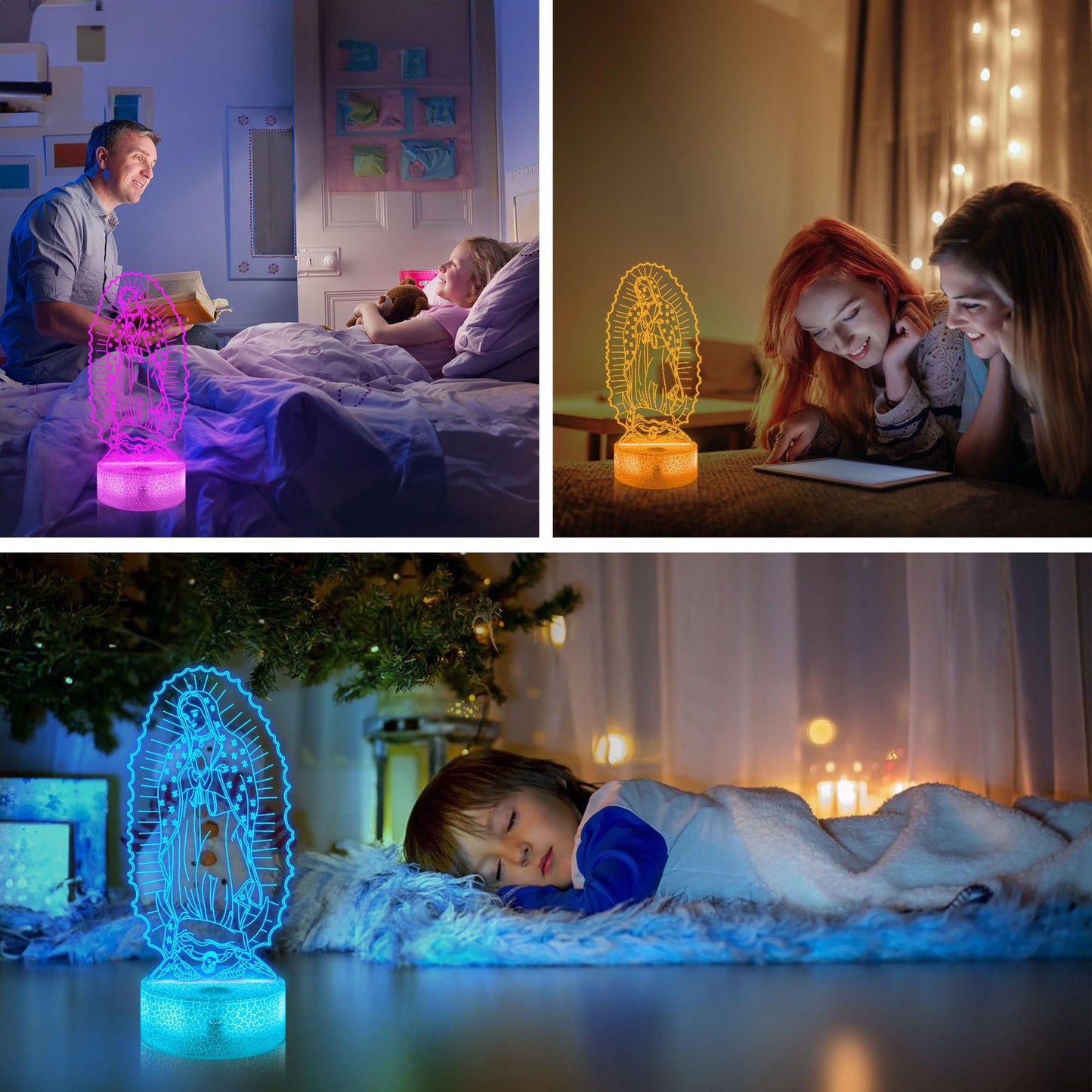 OkiyiD Catholic Gifts for Women, Virgin Mary 3D Illusion Lamp LED Night Light for Catholic Decor, Unique Religious Christian Believers Blessings Gift