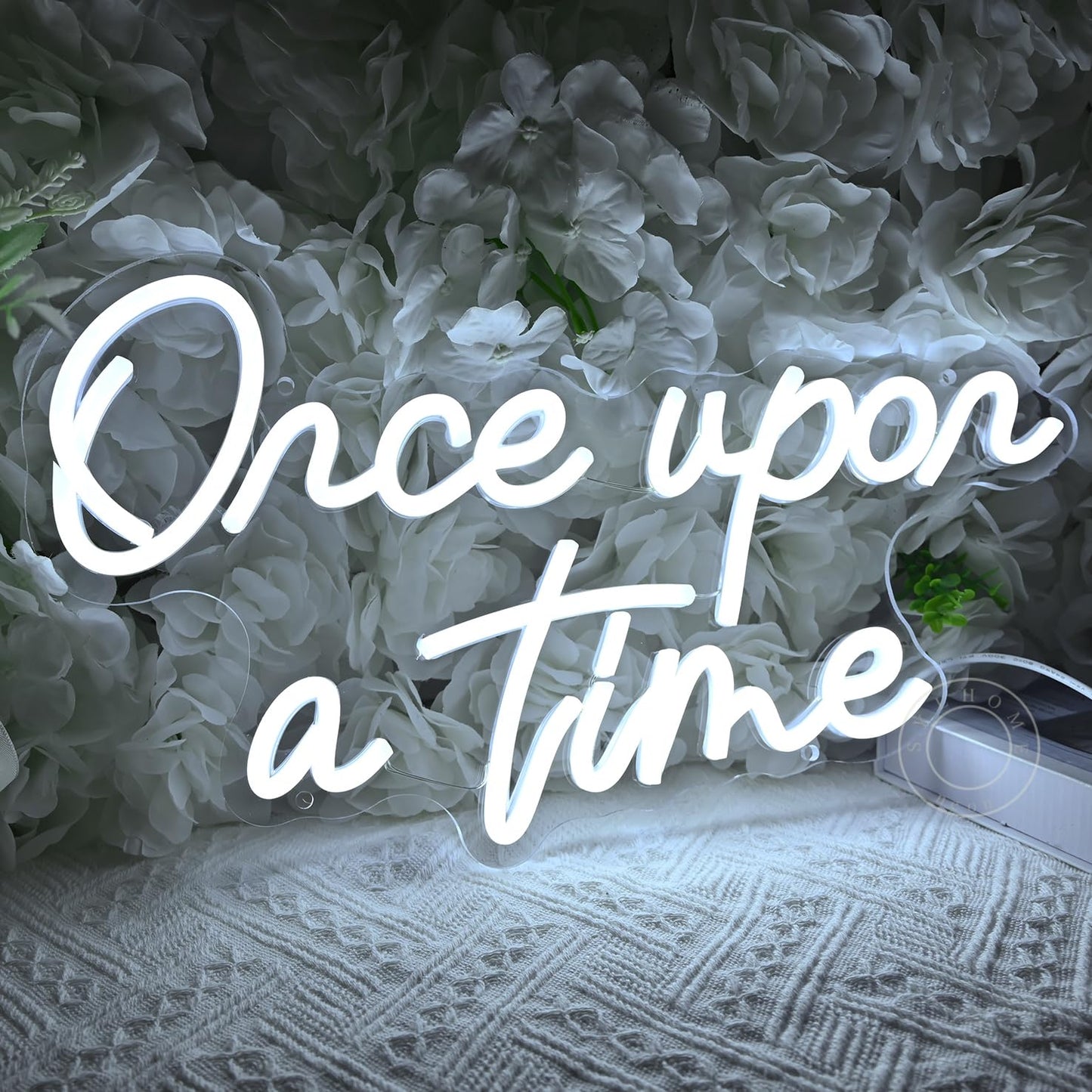 SYLHOME Once Upon A Time LED Neon Light Sign Home Bedroom Kids Room Nursery Wall Decor Sign Words Art Wedding Birthday Bookshelf Decor 5V USB