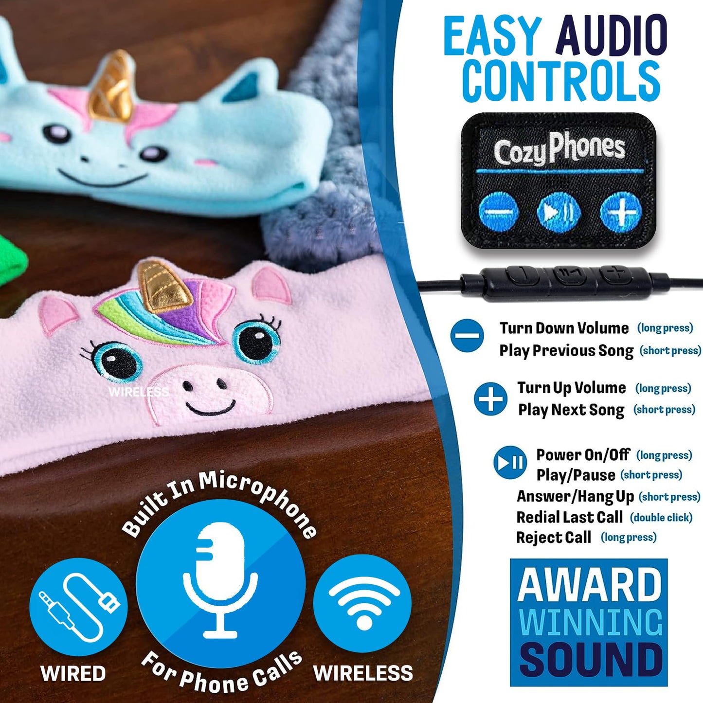 Toddler Headphones Wireless, Kids Bluetooth Earphones, Safe Volume - Wired School Headphones for Kids with 3.5 MM Jack and Travel Bag - Toddler