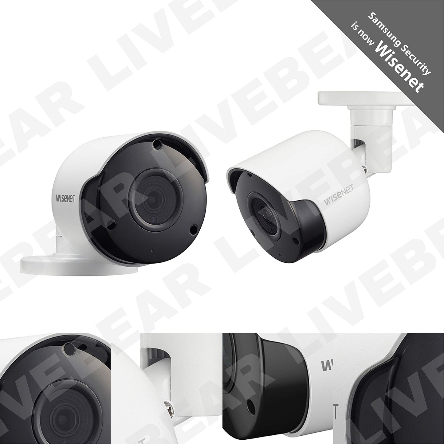 Wisenet SDC-89445BF/89447BF 5MP CCTV Surveillance Weatherproof Bullet Security Camera 82ft IR Distance Plastic Housing 3.6mm Lens 104° Wide Angle (Six