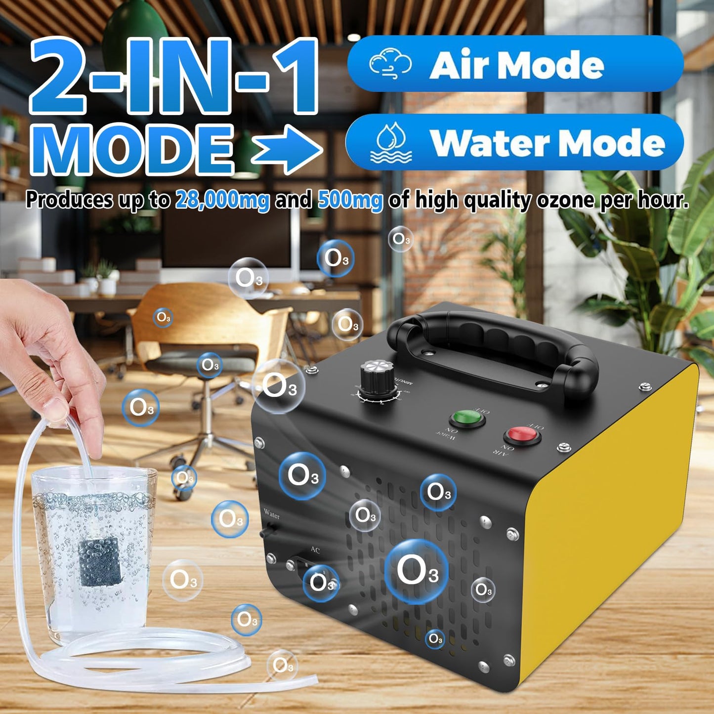 JOBYNA Ozone Generator Water Air, 28,000mg/h Air Mode & 500mg/h Water Mode Ozone Air purifier, High Capacity Home & Industrial & Commercial Ozone