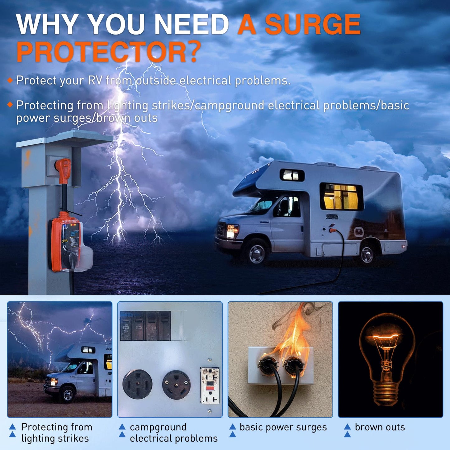 Nilight 50 to 30 Amp RV Surge Protector Power Adapter 4200 Joules Voltage Monitor 14-50P to TT-30R Converter 125V/3750W Waterproof Circuit Analyzer