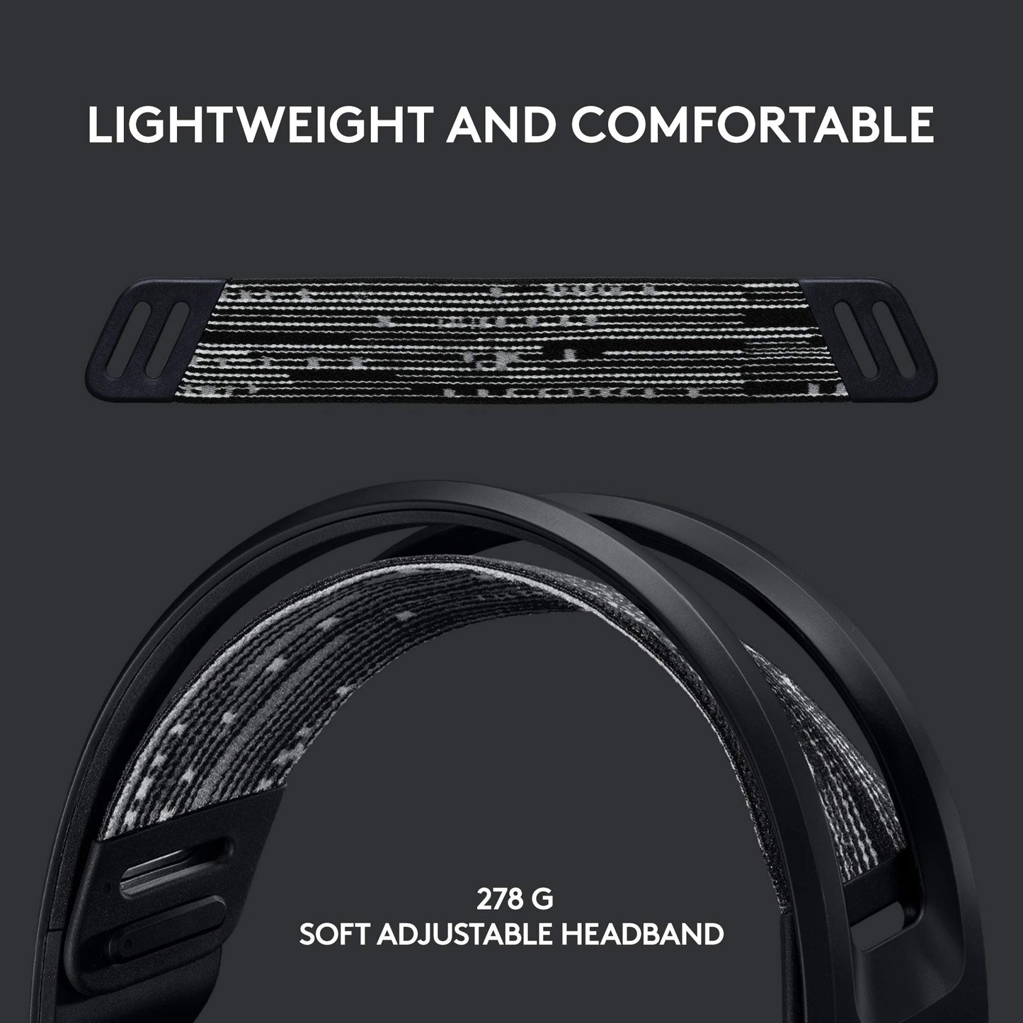 Logitech G733 Lightspeed Wireless Gaming Headset, Suspension Headband, Lightsync RGB, Blue VO!CE Mic, PRO-G Audio - Black, Gaming Headset Wireless