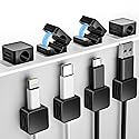 8 Pack Magnetic Cord Organizer Holder, Adjustable Cable Clips, Strong Adhesive Desk Cable Management Clips for Nightstand, Office, Car, Easy Open