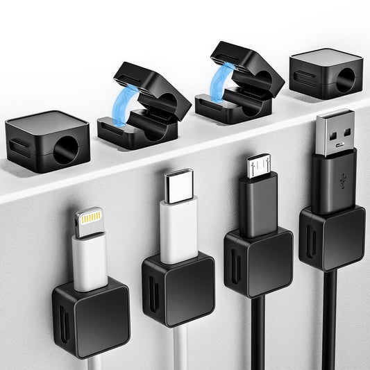 8 Pack Magnetic Cord Organizer Holder, Adjustable Cable Clips, Strong Adhesive Desk Cable Management Clips for Nightstand, Office, Car, Easy Open