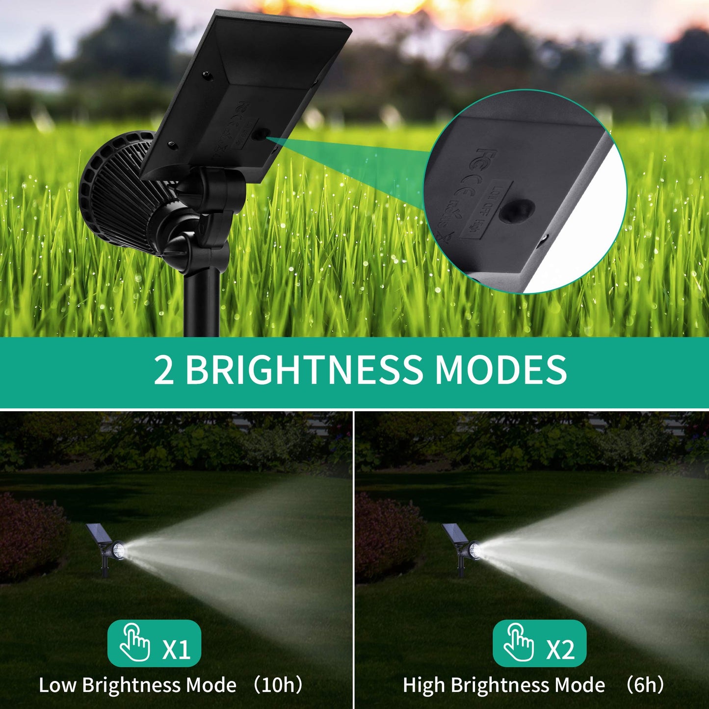 Nekteck 4 Pack Solar Lights,2-in-1 Outdoor Solar Spotlights Powered Adjustable Wall Light Landscape Lighting,Bright and Dark Sensing,Auto On/Off