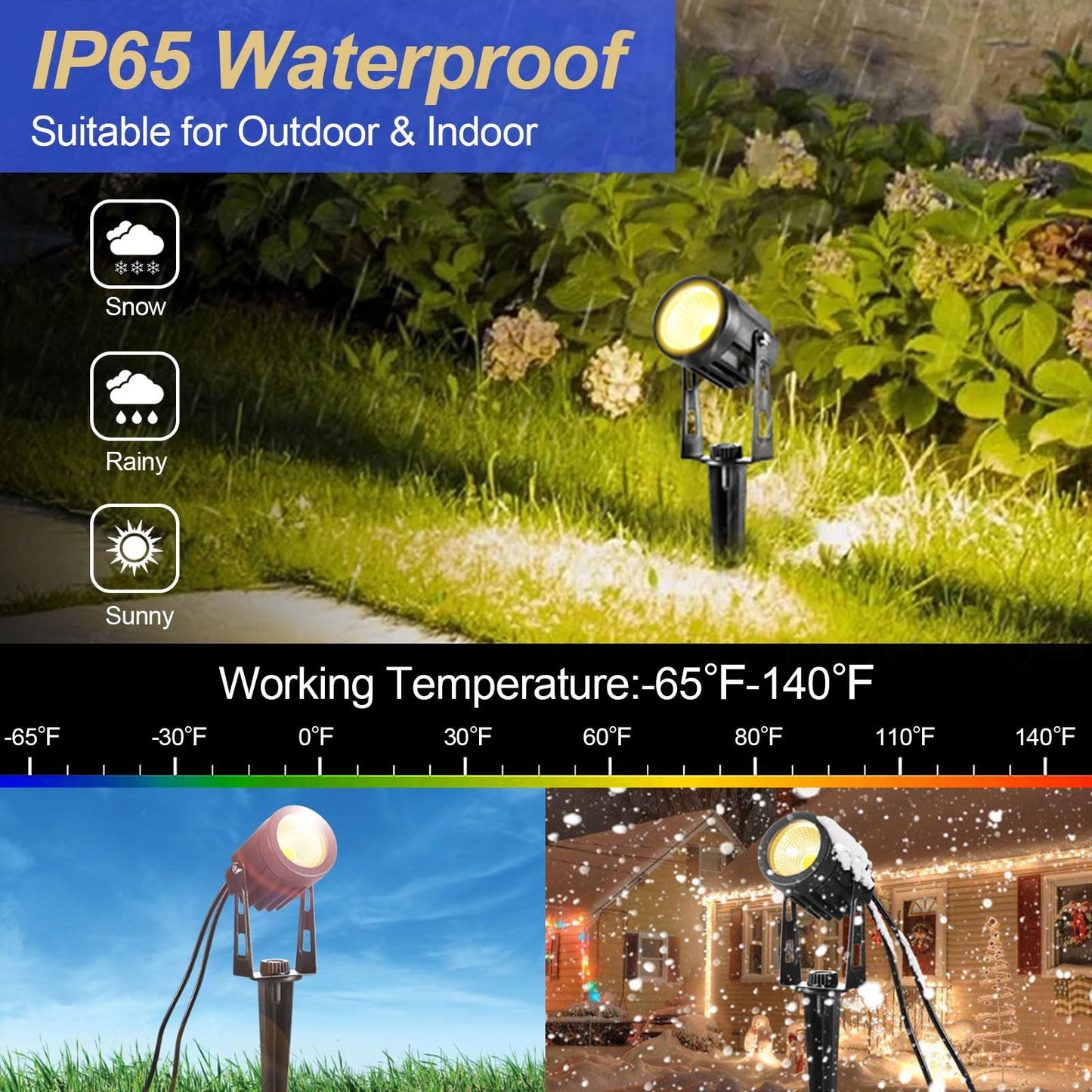 GreenClick Landscape Lighting, 3W 12V Extendable Low Voltage 6 in 1 Landscape Lights with Transformer IP65 Waterproof 1800 Lumen Outdoor Spotlight