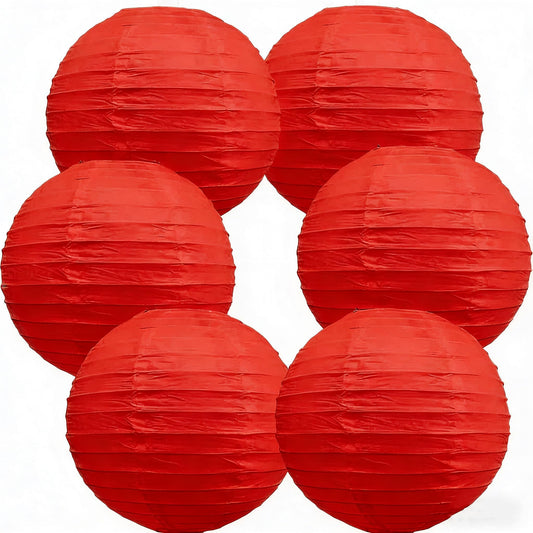 6Pcs Paper Lanterns Red Round Lanterns 12inches Hanging Paper Lanterns Lamp for Birthday, Wedding, Christmas, Bridal, Home Decor, Party Decoration
