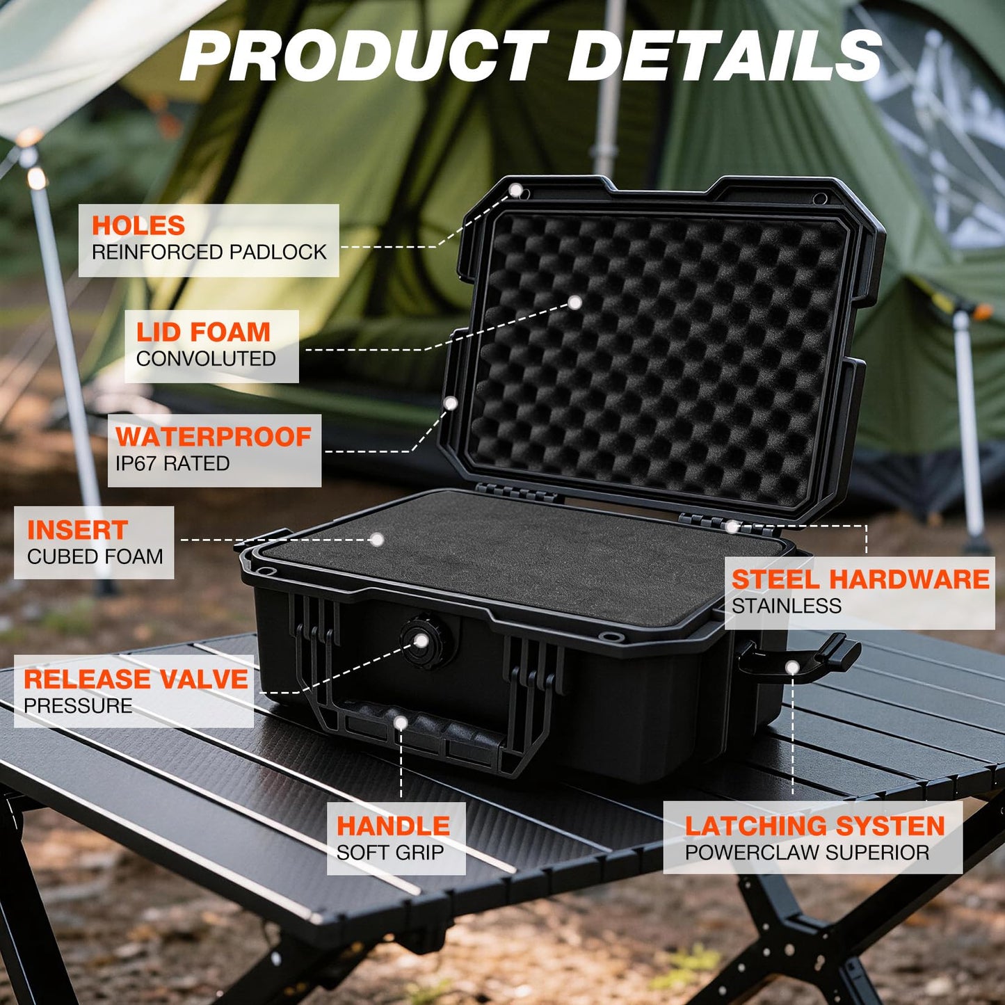 SHALL Hard Case, Cyberdeck Case, IP67 Waterproof Protective Camera Case with Customizable Foam, Protection for Camera, Drones, Lens, Equipment