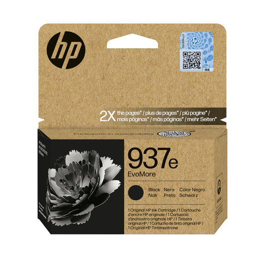 HP 937e EvoMore Black Original Ink Cartridge (4S6W9NE) - Works OfficeJet Pro 9110b, 9120 All-in-One, 9120b All-in-One, 9130 All-in-One, 9130b
