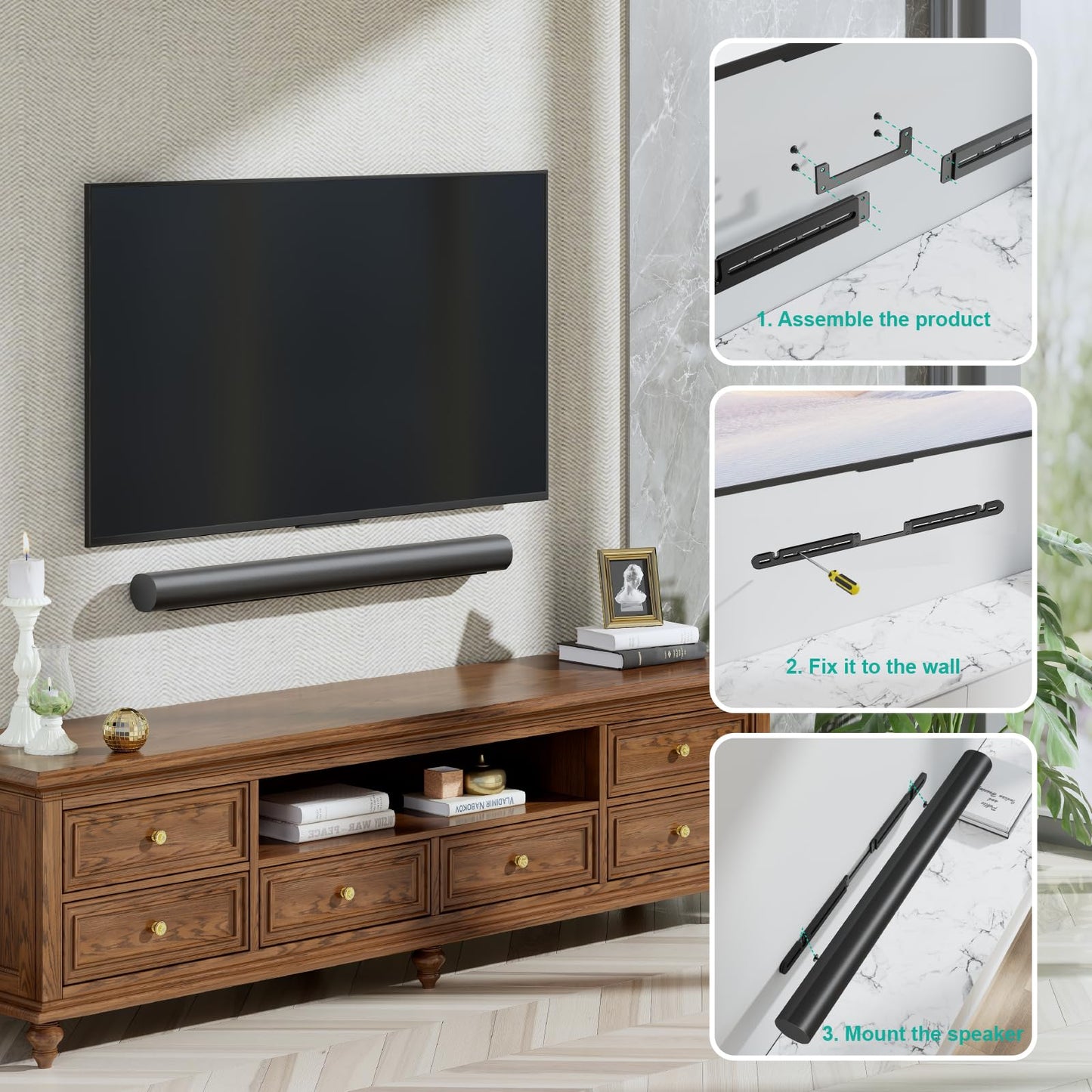 WALI Soundbar Mount for Sonos Arc and Sonos Arc Ultra - Sound bar Wall Mount Bracket, Hidden Design, Mount on Wall Under TV Installation, Black