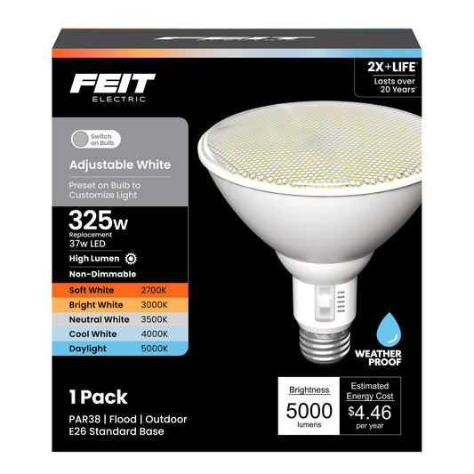 Feit Electric PAR38 LED Flood Light - 5000 Lumens, 5CCT