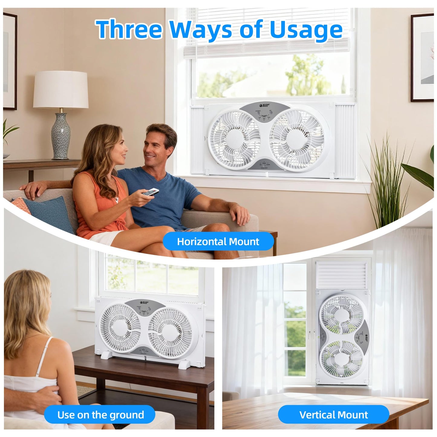 BEYOND BREEZE 9" Dual Window Fan Reversible Airflow with Exhaust and Intake