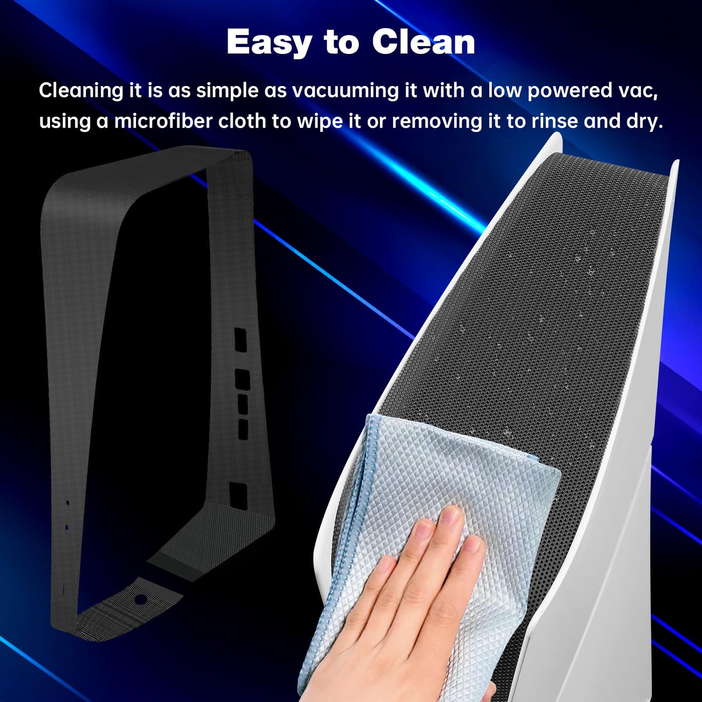 veoyya Dust Cover Net Compatible with PS5 Slim Disc/Digital Version Console (Long Version), Anti-Dust Protector Filter Middle Skin and Dust Plugs