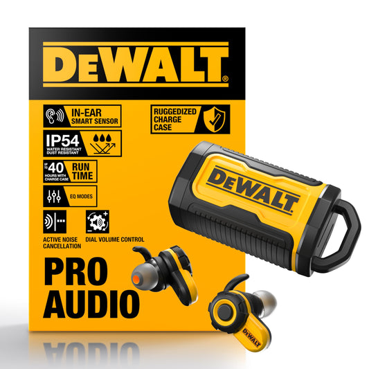 DEWALT Heavy Duty Bluetooth Jobsite Pro X2 ANC True Wireless Earbuds, Active Noise Cancelling Work Earbuds, Turn Dial Controls, 10Hr Runtime (40+…