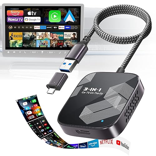 3-in-1 Wireless CarPlay Adapter, 2026 Upgraded Car TV Mate Pro Max [Metal & Glass Case] Convert Wired to Wireless Apple Car Play/Android Auto or HDMI