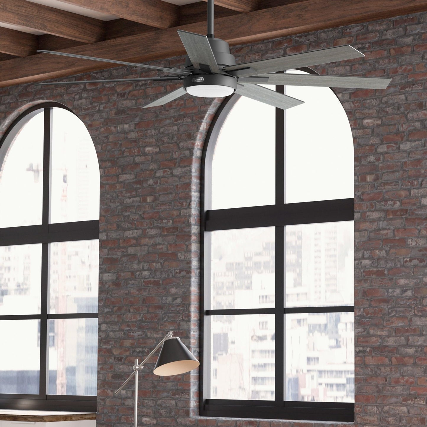 Hunter Fan 70 inch Matte Black Indoor Ceiling Fan with Light and Remote for Bedroom, Large Room/Great Room, Dining Room, Kitchen, Office (Renewed)