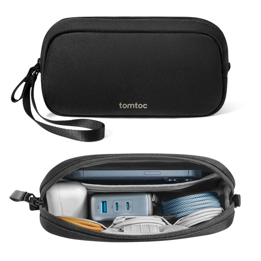 tomtoc Electronics Organizer Travel Case, Water Resistant Travel Bag Cable Organizer for Essentials, Tech Pouch Accessories Carry Storage for Cord