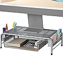 Simple Houseware Metal Desk Monitor Stand Riser with Organizer Drawer, Silver