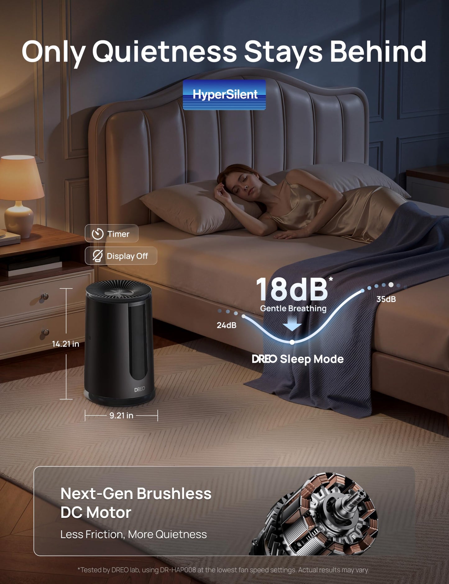 DREO Air Purifier 338 for Home, AHAM Verified HEPA Air Cleaner for Bedrooms Up to 1176 Sq Ft, Smart Cleaner for Pets, Smoke & Odors, PM2.5 Monitor