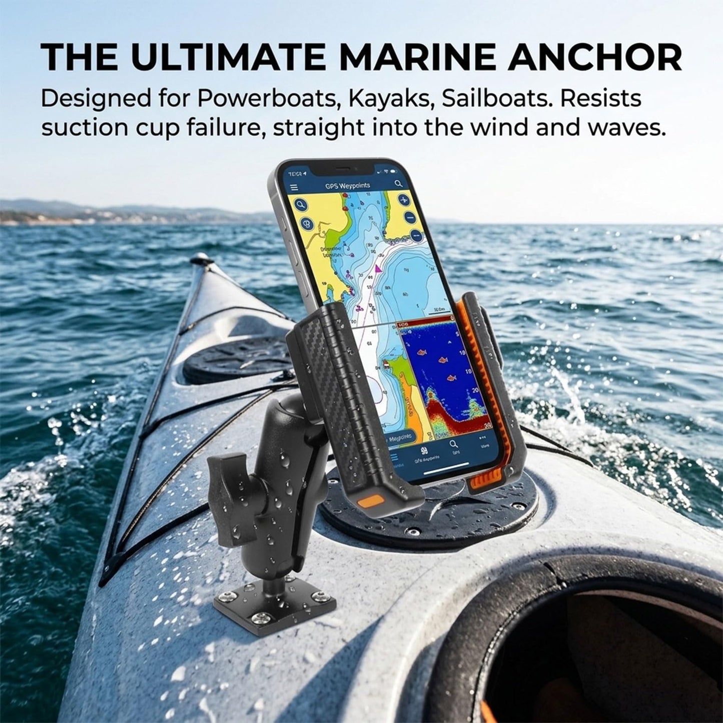 xik Phone Holder Mount for Boat, Kayak & Truck - Square AMPS Base, 3.54” Medium Arm, [1s Quick Lock & Release] [360° Adjustable], Fits 4.7"-7.2"