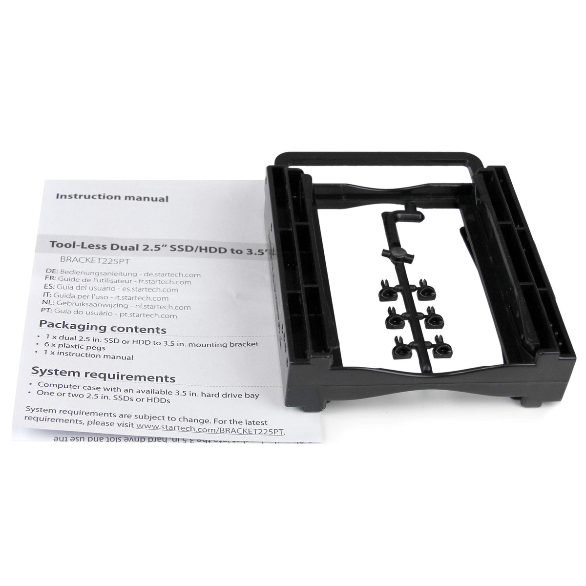StarTech Dual 2.5in SSD HDD to 3.5in Tool-Less Bracket (BRACKET225PT)