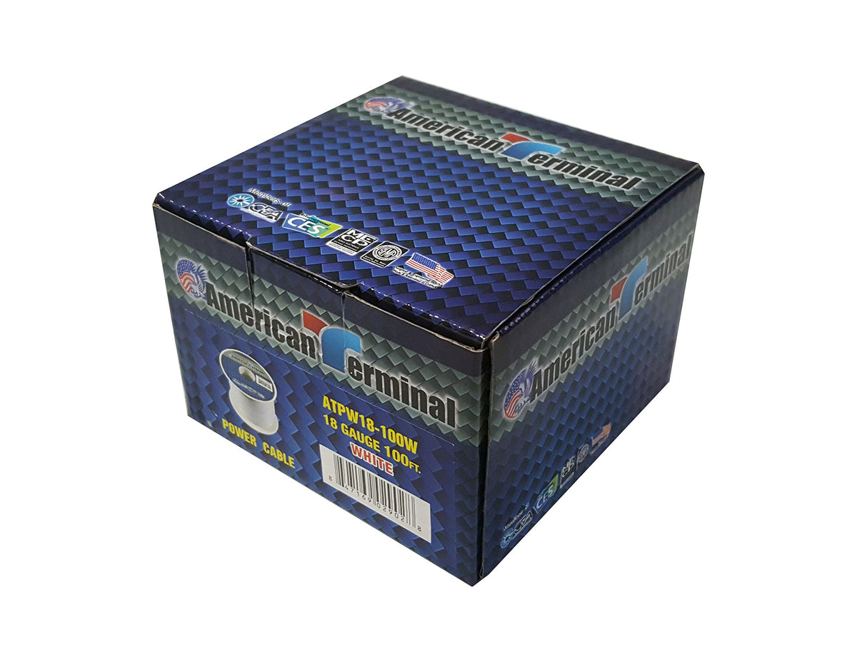 American Terminal ATPW18-100W 18 Gauge Primary Wire, White