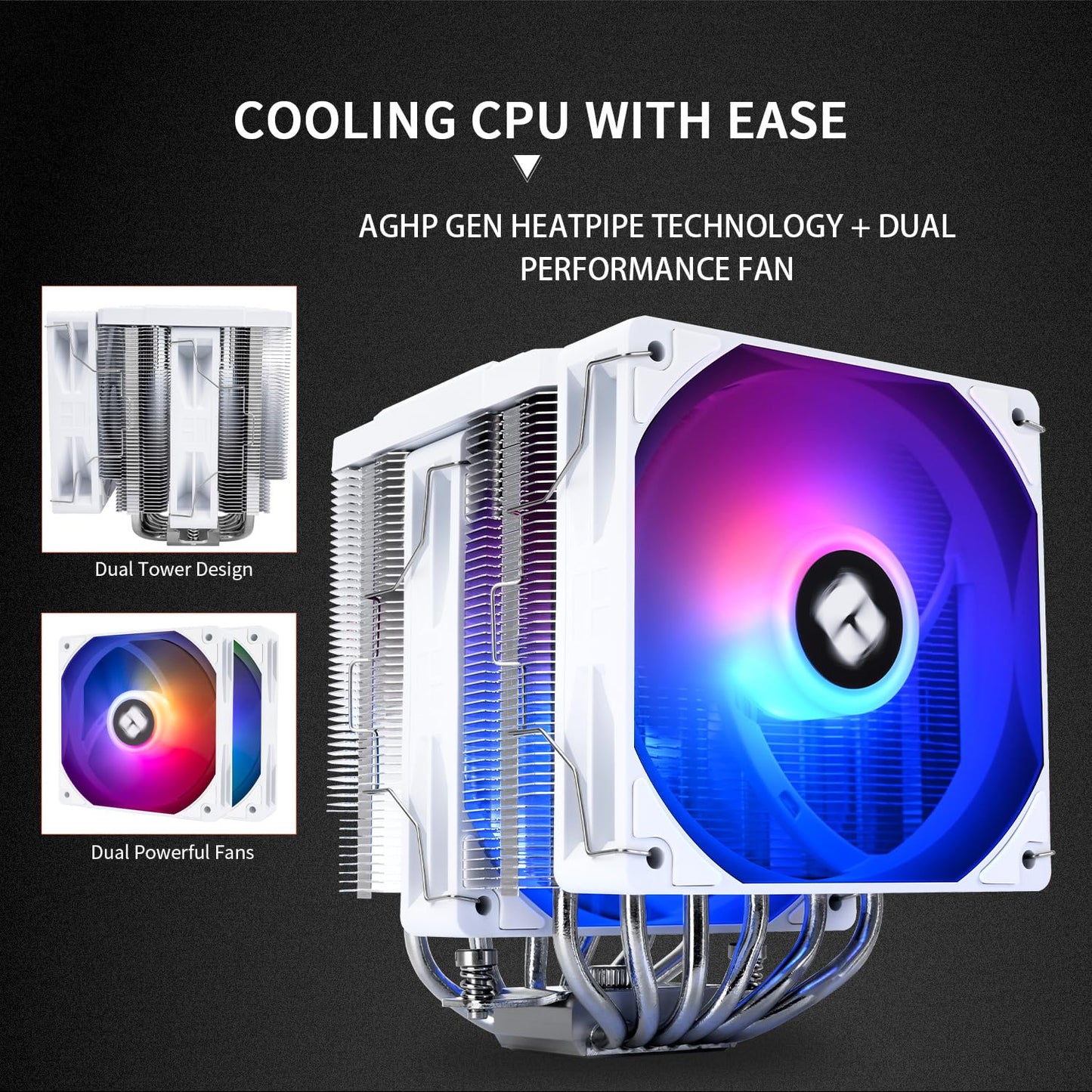 Thermalright Peerless Assassin 120 Digital ARGB White CPU Air Cooler, Digital Screen Top Cover,6 Heatpipes Computer CPU Cooler, for AM4/AM5,Intel