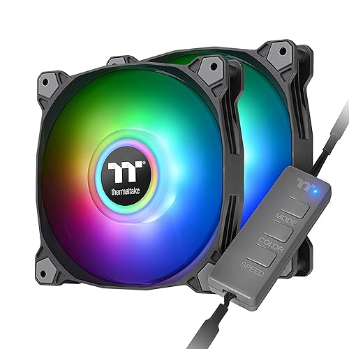Thermaltake Pure Duo 120mm 16.8 Million RGB Color 5V ARGB Motherboard Sync 2 Light Rings 18 Addressable LED 9 Blades Hydraulic Bearing Case/Radiator