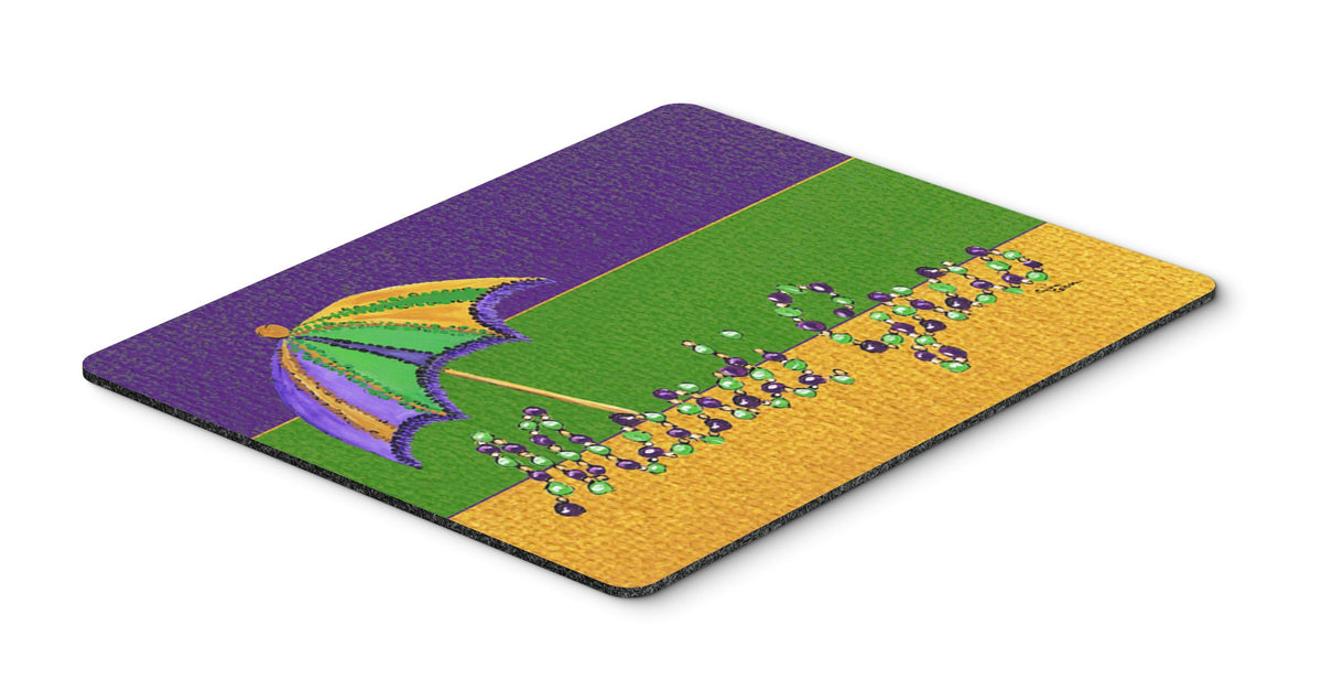 Caroline's Treasures 8381MP Mardi Gras Mouse Pad, Hot Pad or Trivet Mardi Gras Beads and Umbrella 2nd Line Design, Large, Multicolor