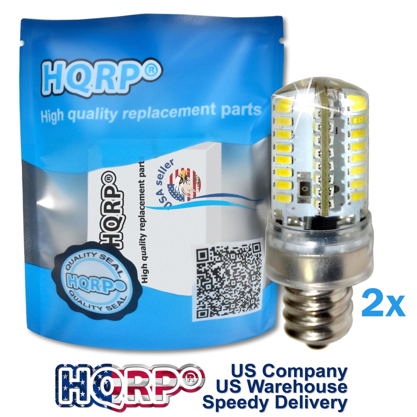 HQRP 2-Pack 7/16 110V LED Light Bulbs Cool White Compatible with Brother VX857 / VX880 / VX890 / VX1100 / VX1120 / VX1125 / VX1140 / VX1200 / VX-1435