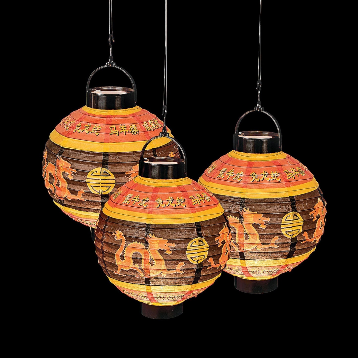 Fun Express Light Up Paper Hanging Chinese Lanterns 3 Piece Set
