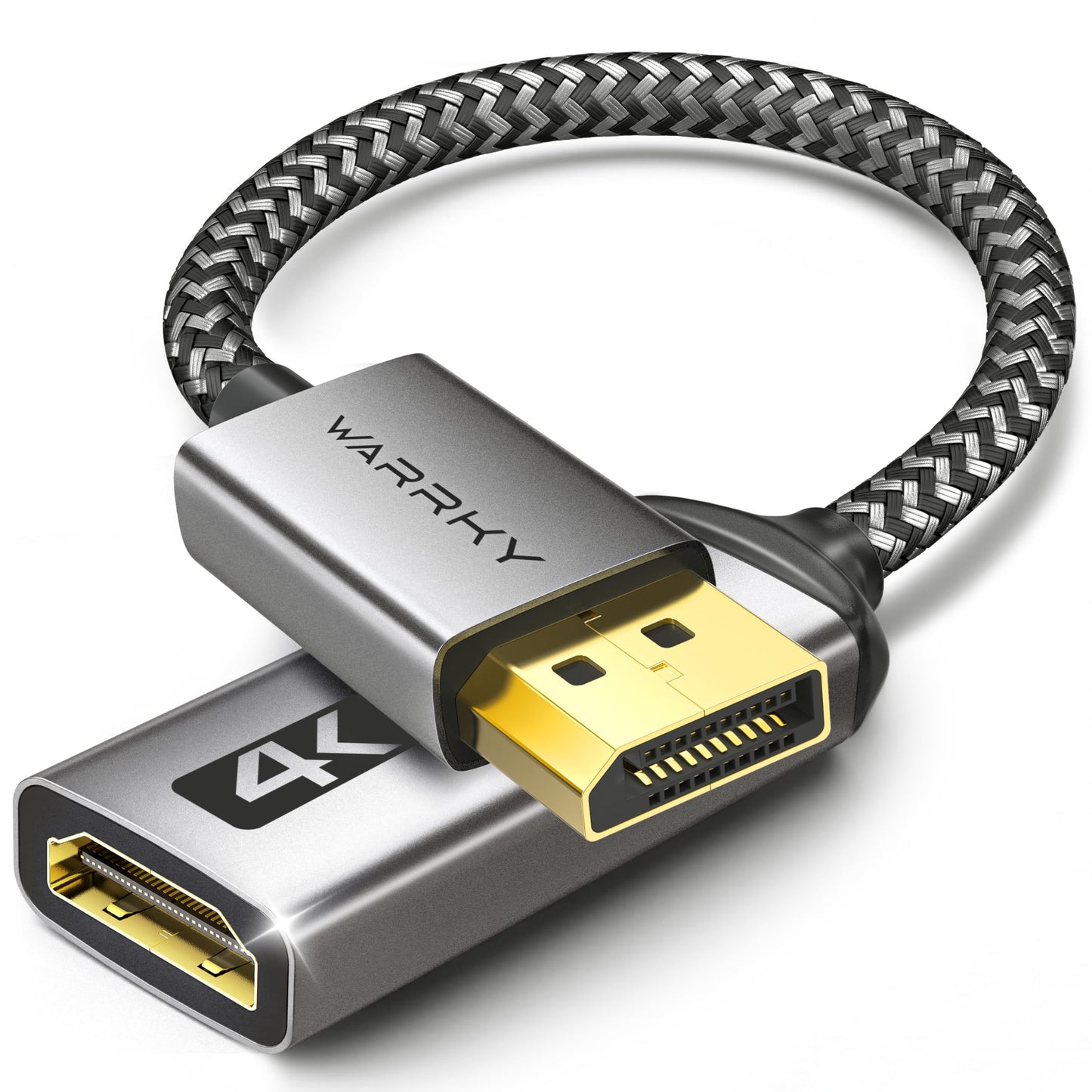 Warrky 4K DisplayPort to HDMI Adapter, Uni-Directional [Metal Case, Gold-Plated Pins] Display Port Source to HDMI Monitor Converter 1080P@120Hz