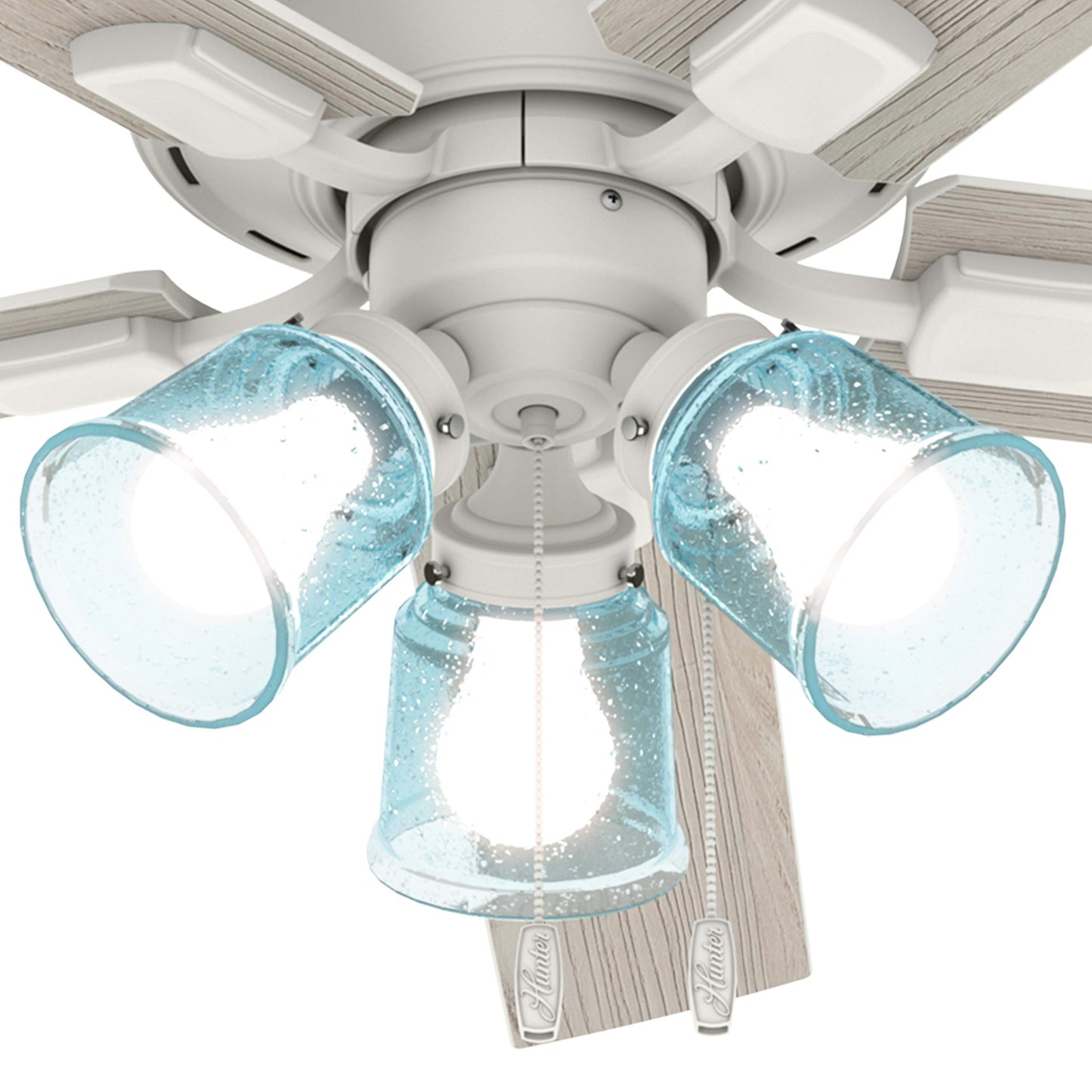 Hunter Fan 52 inch Matte White Indoor Ceiling Fan with Light Kit (Renewed)