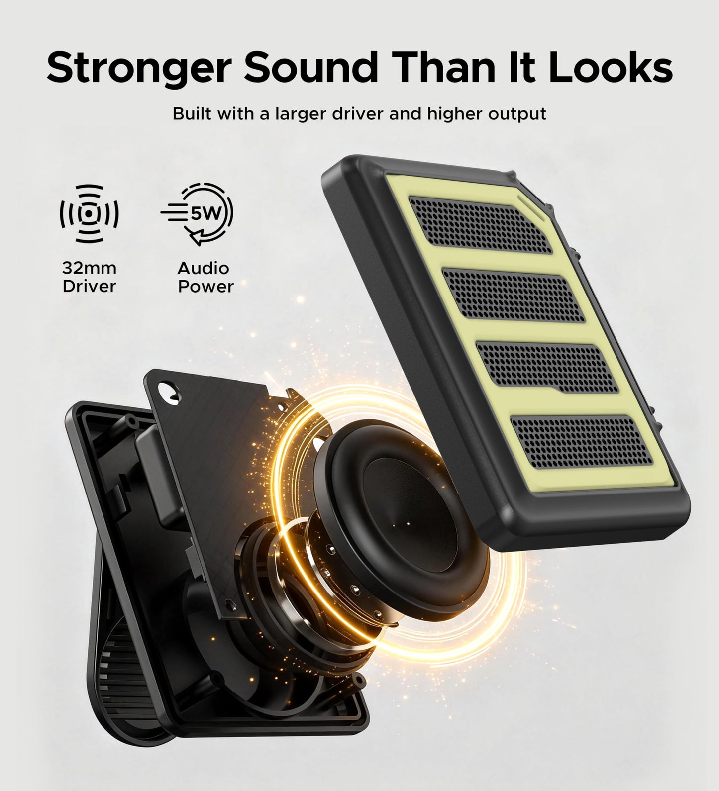 Wearable Bluetooth Speaker, 25H Working Time Clip-On Wireless Jobsite Pro Water-Resistant Portable Speaker, ENC Built-in Mic for Hands-Free