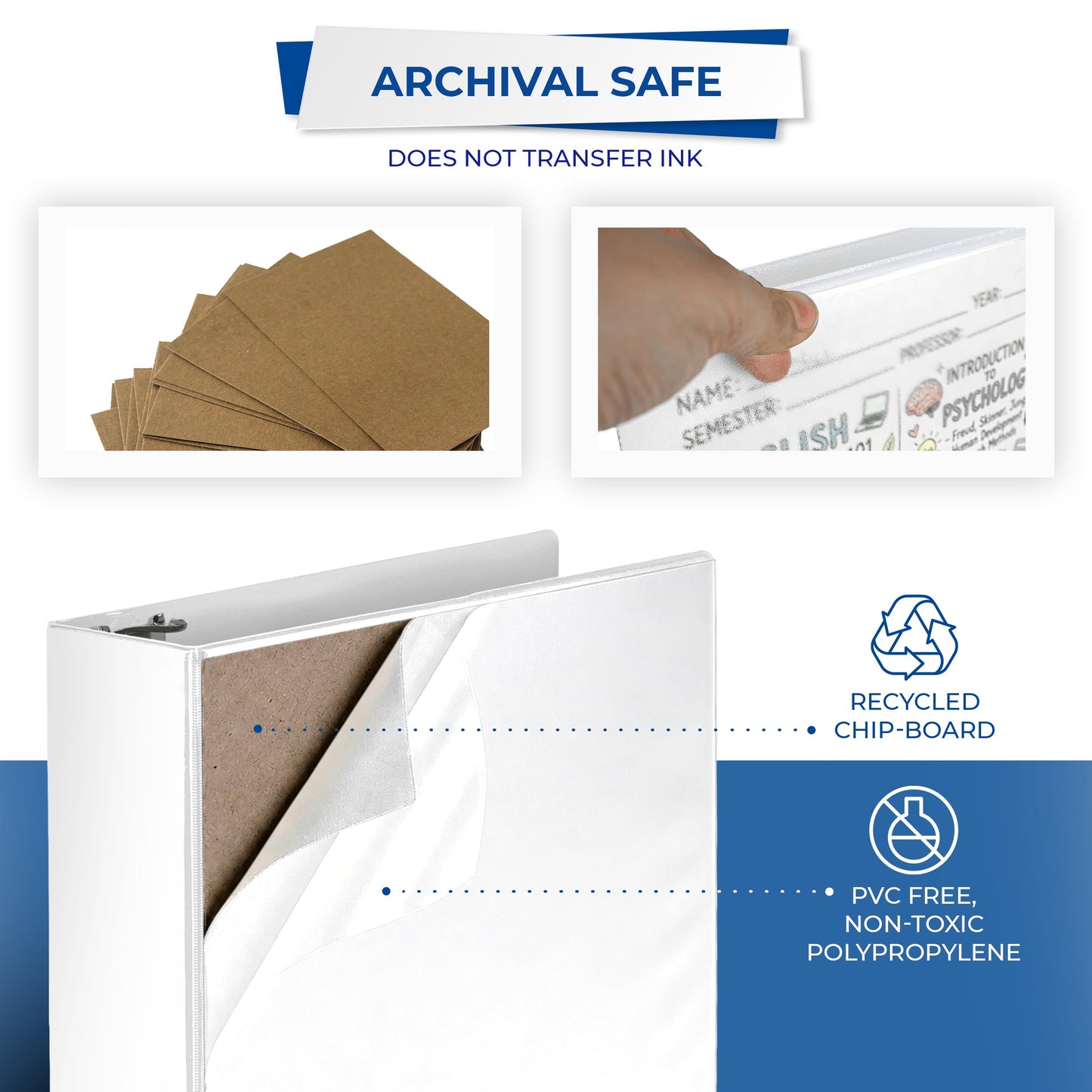 Samsill 4 Inch 3 Ring Binders, Economy Round Ring, Clear View Cover, 675 Sheet Capacity - for School, Home, Office - White, 4 Pack
