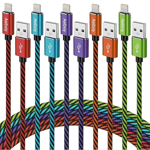 Aeibxiy iPhone Charger 10FT 5 Pack,[Apple MFi Certified] Lightning Cable Nylon Braided Fast Charging Compatible iPhone 14 13 12 11 Pro Max XS XR X 8…