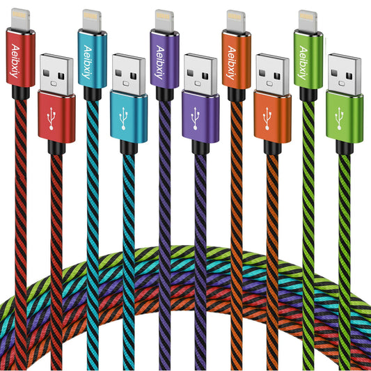 Aeibxiy iPhone Charger 10FT 5 Pack,[Apple MFi Certified] Lightning Cable Nylon Braided Fast Charging Compatible iPhone 14 13 12 11 Pro Max XS XR X 8…