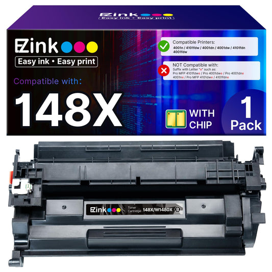 E-Z Ink 148X 148A Compatible Toner Cartridges Replacement for HP 148X W1480X 148A W1480A Toner (with Chip) to Use with HP Pro MFP 4101fdn 4101fdw